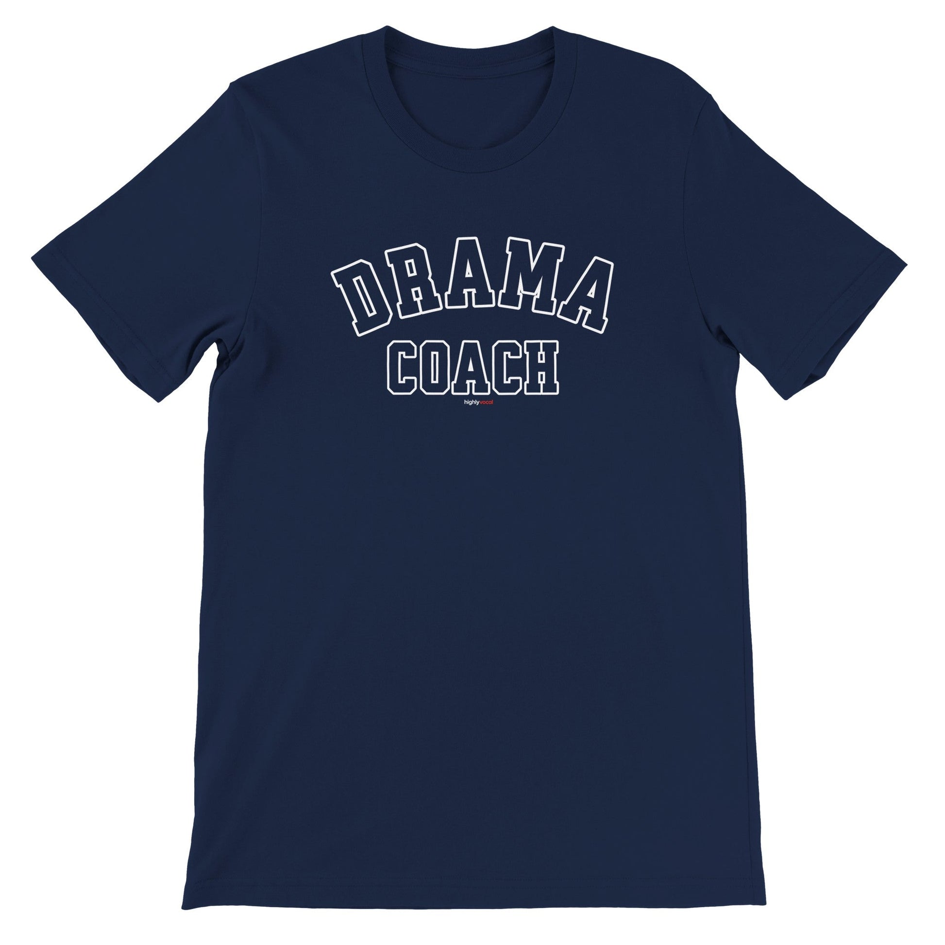 Drama Coach Varsity Style T-Shirt - Navy / S - Print Material