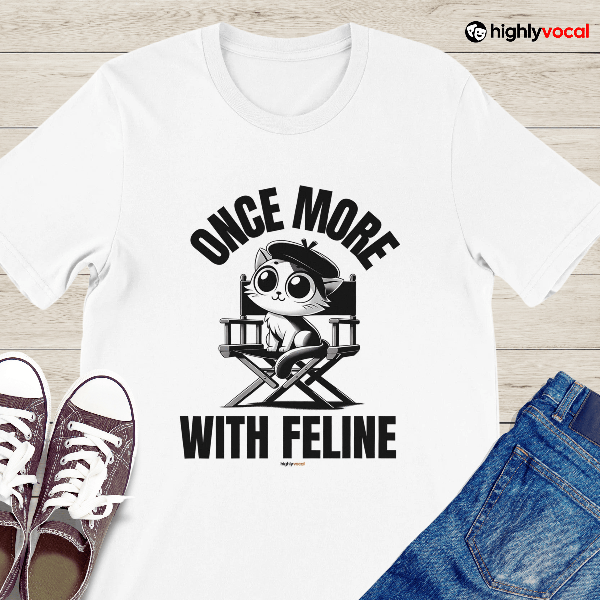 Once More With Feline Actor T-Shirt for Movie Lovers - Highly Vocal