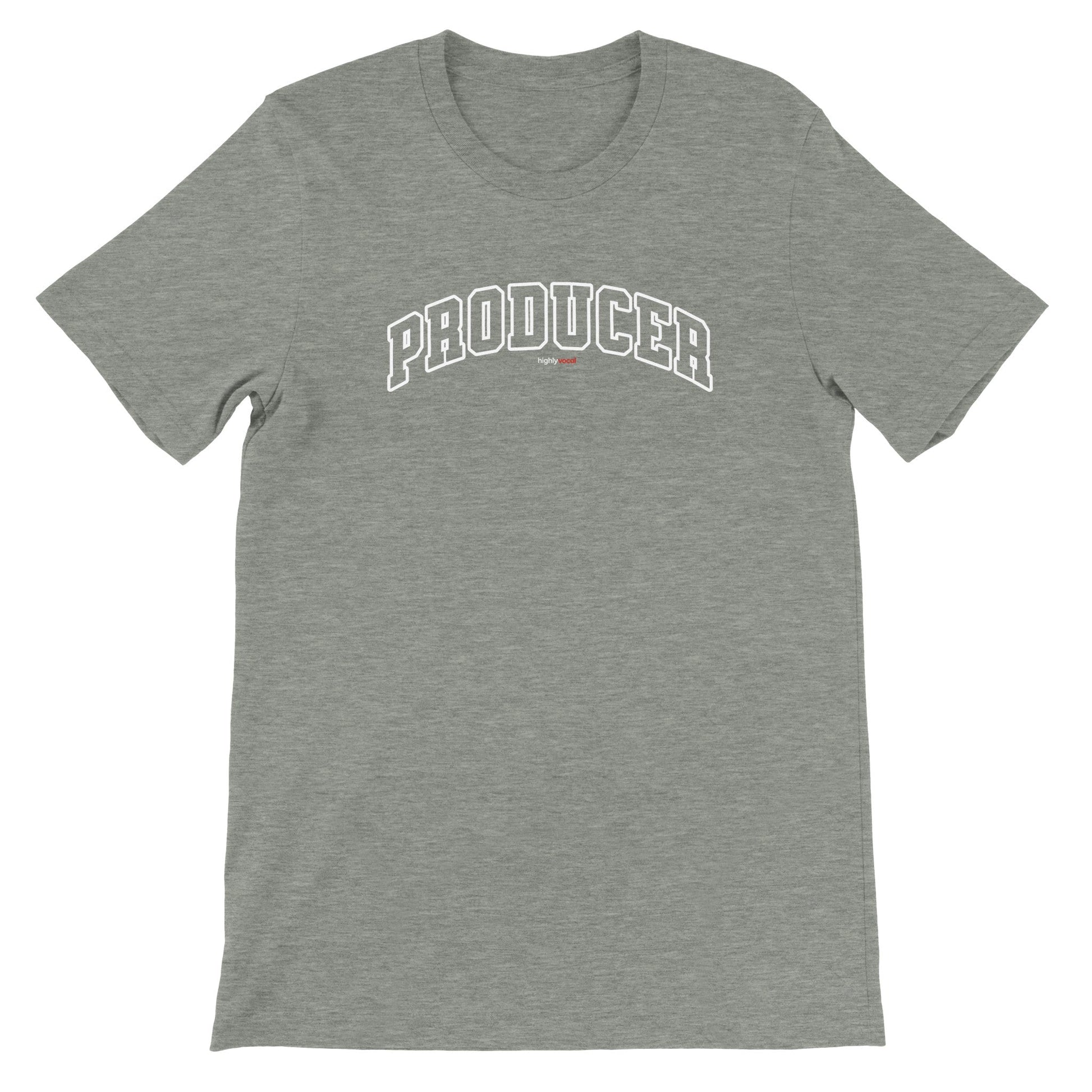 Producer Varsity Style T-Shirt - Athletic Heather / S - Print Material